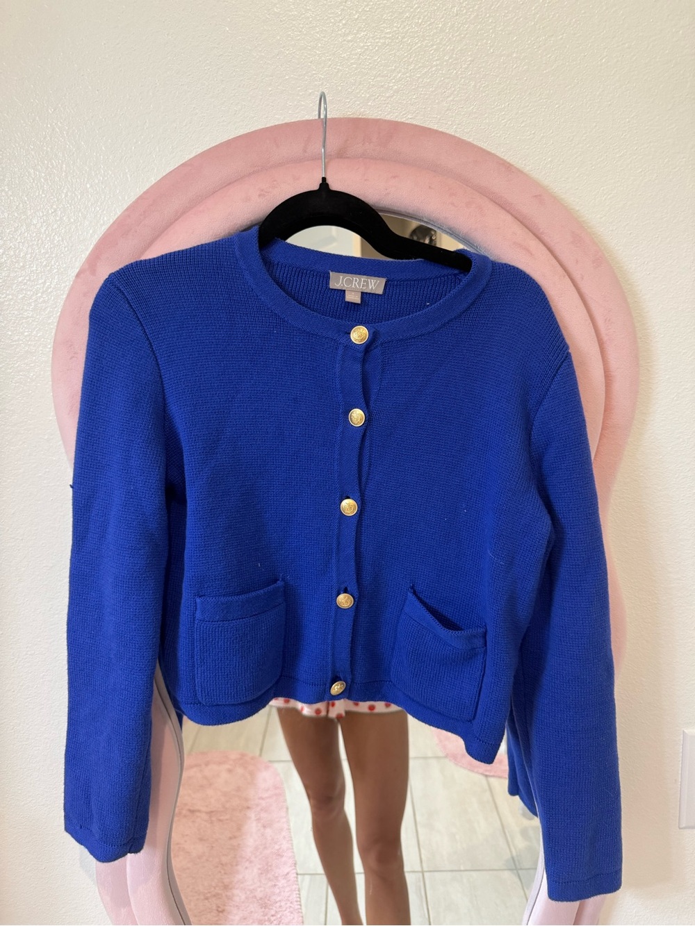 J.Crew Cobalt Blue Button-Up Cardigan with Gold Buttons